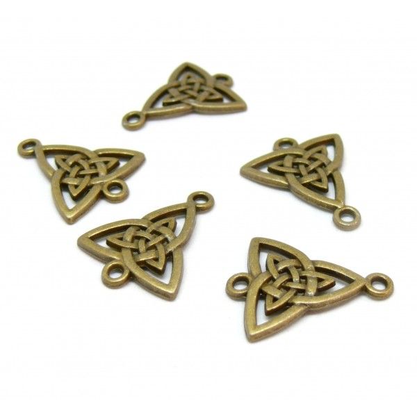 Connecteurs, pendentifs Triangle 25 mm, metal couleur Bronze