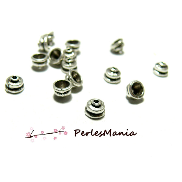 50 Coupelles calottes caps DOUBLE ( 2N8162 ) metal couleur ARGENT ANTIQUE