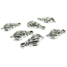 Pendentifs Coquillage 19 mm, métal coloris Argent Antique