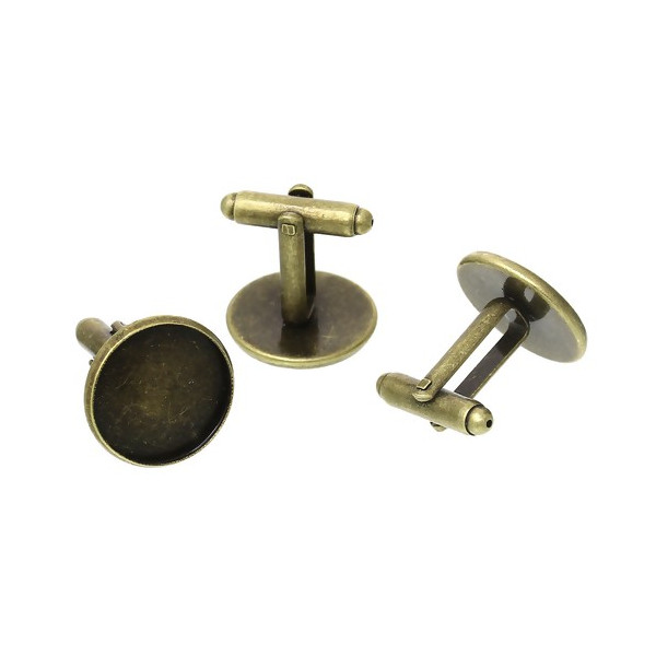 Boutons de manchettes 16mm cuivre Coloris BRONZE