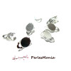 40 supports de Boucle d'oreille clips plateau LISSE ARGENT VIF qualité laiton, DIY 