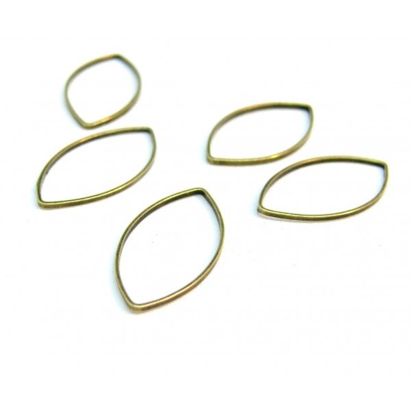 pendentifs anneau connecteur fermé NAVETTE 22 par 11mm cuivre coloris BRONZE