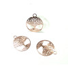 4 Estampes pendentif multiconnecteur filigrane Arbre Or Rose 20mm, C5167