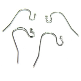 Boucle d'oreille crochet avec bille, metal couleur Argent Platine
