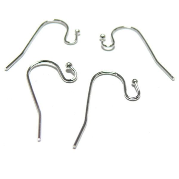 Boucle d'oreille crochet avec bille, metal couleur Argent Platine