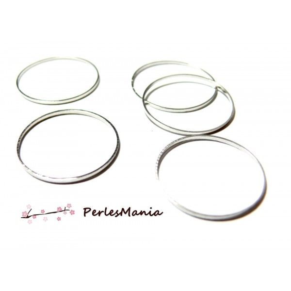 Pendentifs, grand anneau, connecteur fermé rond, metal couleur argent platine 40mm