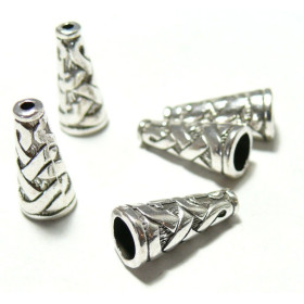 Cônes embouts caps coupelles TORSADE métal coloris Argent Antique