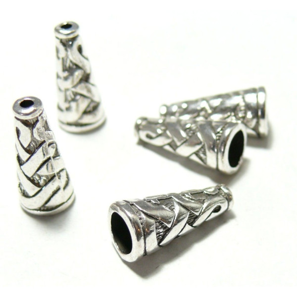 Cônes embouts caps coupelles TORSADE métal coloris Argent Antique