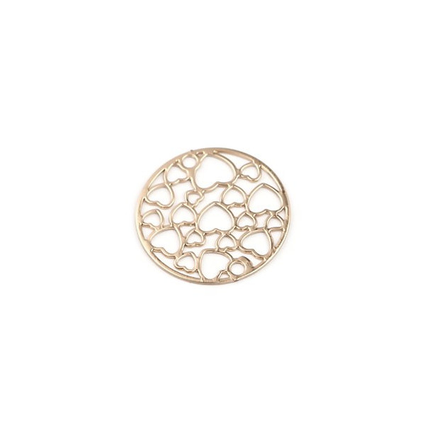 Estampes connecteur filigrane Medaillon Multi Coeur 20mm métal couleur Doré