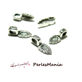 Bélières à Coller forme Feuille 15 mm – Métal Coloris Argent Antique