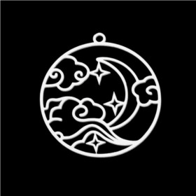 PS11760691 PAX 1 Pendentif Nuage, Galaxie dans Cercle 30 mm Acier Inoxydable coloris Argenté