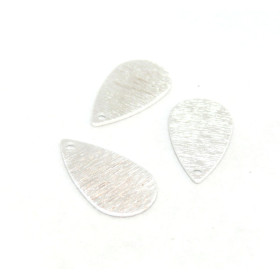 HY00327S PAX 5 pendentifs Goutte Striée 10 par 18mm Laiton plaqué Argent 925