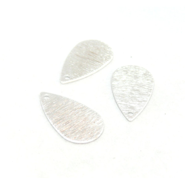 HY00327S PAX 5 pendentifs Goutte Striée 10 par 18mm Laiton plaqué Argent 925