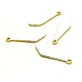 Pendentifs forme  Pampilles style émaillé 5 par 16 mm Blanc métal couleur Bronze Doré