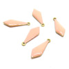 Ref 2 PAX 2 pendentifs forme  Pampilles, style emaillé 5 par 16 mm Rose Saumon, metal couleur Bronze Doré