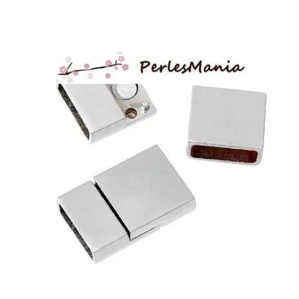 PL056 PAX 2 Sets de Fermoirs Magnetiques Aimantés RECTANGULAIRES métal couleur Argent Platine