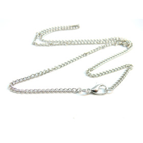Colliers Sautoirs 51cm CHAINE Maille 4 par 2,5mm métal couleur ARGENT PLATINE