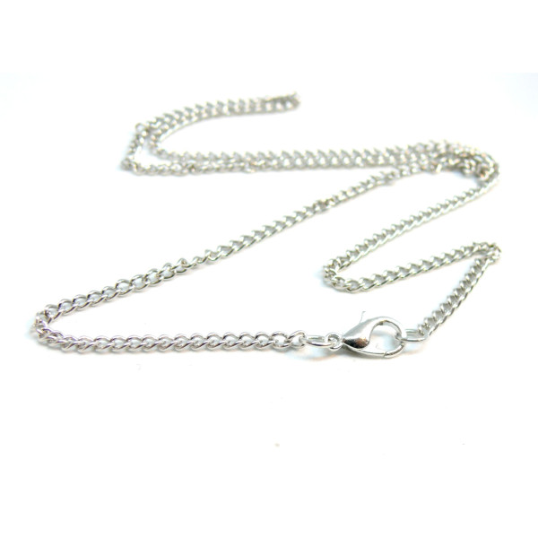 Colliers Sautoirs 51cm CHAINE Maille 4 par 2,5mm métal couleur ARGENT PLATINE