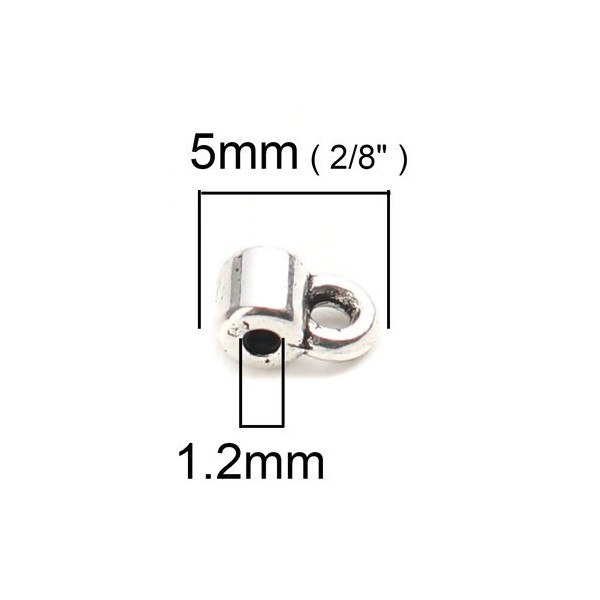 S110203847 PAX 200 pendentifs Bélières Simple 6 par 3mm metal Argent Platine