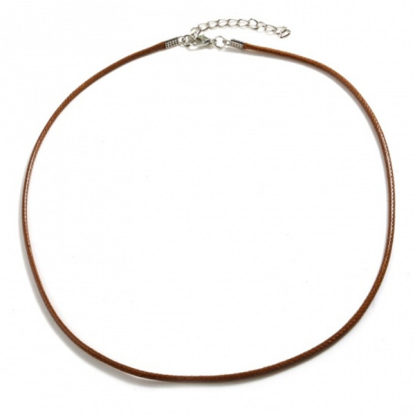 Colliers Corde Marron Clair diamètre 2mm avec fermoirs et chaine de confort