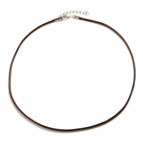 Colliers Cordon Marron Foncé 45cm x 2mm – Avec Fermoir et Chaîne d’Extension