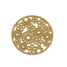 Estampes Connecteur Filigrane Médaillon Multi Fleurs 20mm Métal Moutarde