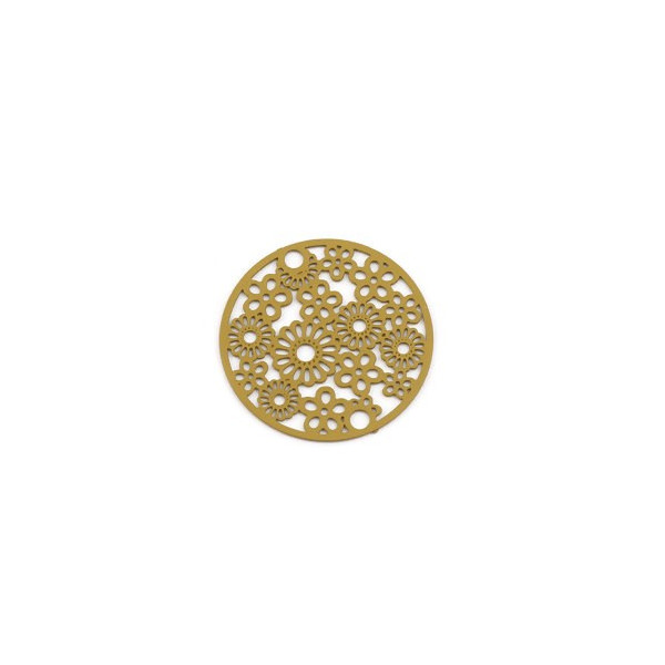 Estampes Connecteur Filigrane Médaillon Multi Fleurs 20mm Métal Moutarde