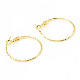 Boucles d'oreille - Dormeuses Créoles 30 mm -  Cuivre - finition Or 18KT