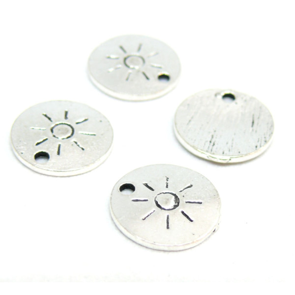 Pendentifs Médaillon Soleil 12mm – Métal Argent Antique