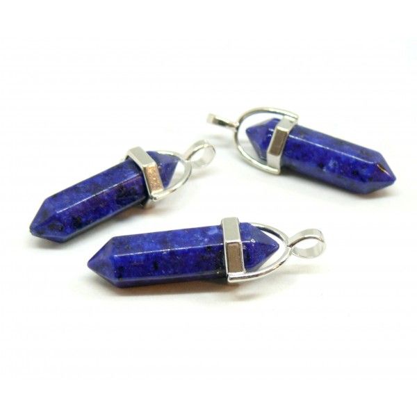 Pendentif pendule, Lapis Lazuli Yoga Healing  41mm, métal coloris Argent