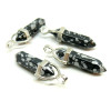 Pendentif pendule Obsidienne Flocons, Yoga Healing  41mm, métal coloris Argent