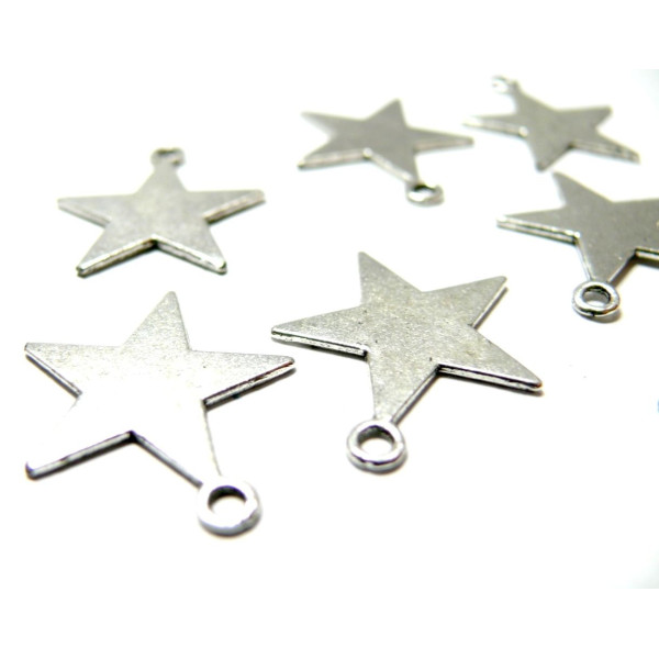 Pendentifs Breloques Étoiles Métal Argent Antique