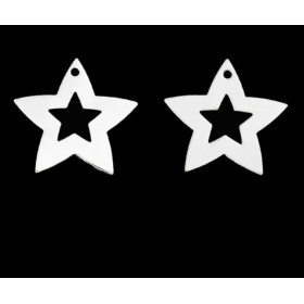 PAX: 15 pendentifs breloques Etoiles couleur Argent Vif PS1163156