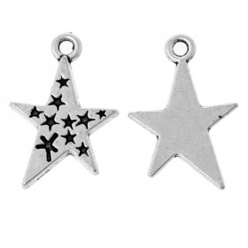 Breloques Pendentif Étoiles et Pluie d'Étoiles 22mm – Métal Argent Antique