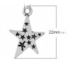 Breloques Pendentif Étoiles et Pluie d'Étoiles 22mm – Métal Argent Antique
