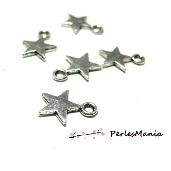 pendentifs breloques charms etoiles fine 11 par 8mm metal couleur Argent Antique