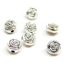 PS110117681 PAX 20 perles intercalaires, PLATES RONDES 7 mm, Forme Fleurs, metal couleur Argent Antique