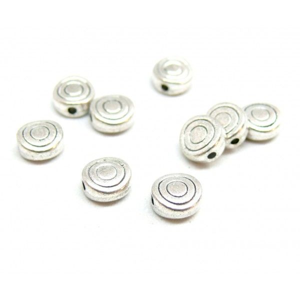 PAX 50 perles intercalaires PLATES FORME SPIRALES 6mm metal couleur ARGENT ANTIQUE S1179979