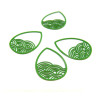 Estampes - pendentif filigrane Goutte - Vague - Japonisant 20 par 15mm - coloris Vert
