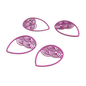 Estampes - pendentif filigrane Goutte - Vague - Japonisant  20 par 15mm - coloris Violet Orchidée