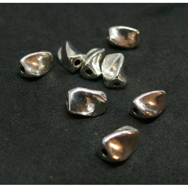 PS110085025 PAX 20 perles intercalaires, Forme Géométrique FUTURISTE 6 par 5mm, metal coloris Argent Platine