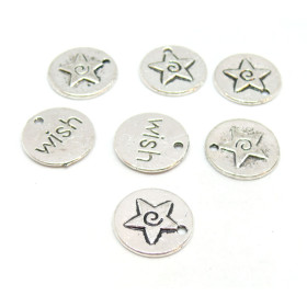 Breloques Pendentif Étoiles Wish 15mm – Métal Argent Antique