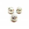 perles intercalaires Rondes, Fleur 10 mm, metal couleur Argent Antique