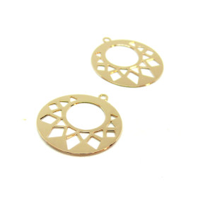 Estampes Pendentif Connecteur Filigrane Cercle Art Deco 20mm Doré