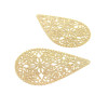 Estampes Pendentif Connecteur Filigrane Goutte Dentelle 40mm Doré