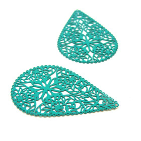 Estampes Goutte Dentelle Filigrane 40mm – Cuivre Bleu Canard