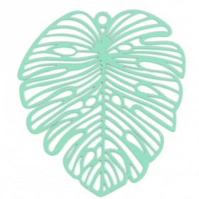 PS11708859 PAX 2 pendentifs filigrane, Feuille de Monstera Dentelle 49 mm Coloris Vert pastel