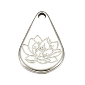 S11760888 PAX 1 Pendentif  Forme Goutte 13.9 mm, Fleur de Lotus, Yoga  Acier Inoxydable coloris Argenté