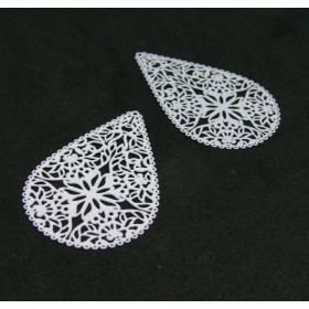 Estampes Pendentif Connecteur Filigrane Goutte Dentelle 40mm Blanc
