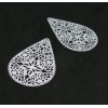 Estampes Pendentif Connecteur Filigrane Goutte Dentelle 40mm Blanc